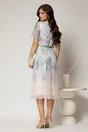 Rochie midi eleganta cu imprimeuri vernil cu fusta clos plisata, 2, dyfashion.ro