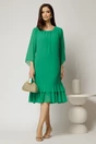 Rochie midi eleganta din voal cu croi lejer si volanase la baza, 3, dyfashion.ro