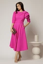 Rochie midi fucsia clos cu funda ampla pe umar si cordon detasabil, 3, dyfashion.ro