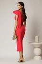 Rochie midi fucsia conica cu funda ampla pe umar, 2, dyfashion.ro