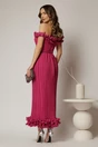 Rochie midi fucsia de ocazie cu bust tip corset si fusta plisata, 2, dyfashion.ro