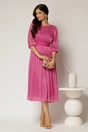Rochie midi fucsia de ocazie din voal peliculizat cu cordon detasabil, 3, dyfashion.ro