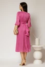 Rochie midi fucsia de ocazie din voal peliculizat cu cordon detasabil, 2, dyfashion.ro