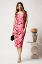 Rochie midi fucsia din lycra cu croi drept si imprimeu lila, 3, dyfashion.ro