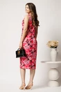 Rochie midi fucsia din lycra cu croi drept si imprimeu lila, 2, dyfashion.ro