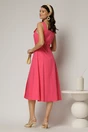Rochie midi fucsia din poplin cu nasturi si curea in talie, 2, dyfashion.ro