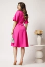 Rochie midi fucsia din stofa in clini cu pliuri si buzunare, 2, dyfashion.ro