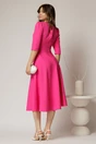 Rochie midi fucsia din stofa in clos cu floare in talie, 2, dyfashion.ro