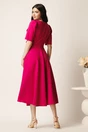 Rochie midi fucsia din stofa in clos cu floare si margelute- LaDonna, 2, dyfashion.ro