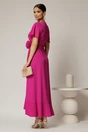 Rochie midi fucsia din triplu voal cu croi petrecut, 2, dyfashion.ro