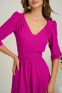 Rochie midi fucsia din triplu voal in clos cu cordon in talie, 3, dyfashion.ro