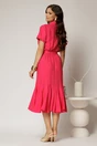 Rochie midi fucsia din viscoza in clos cu nasturi si cordon, 2, dyfashion.ro
