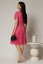 Rochie midi fucsia din voal cu buline si maneci scurte petrecute, 2, dyfashion.ro