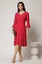 Rochie midi fucsia din voal cu croi lejer si decolteu in V, 3, dyfashion.ro