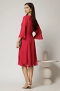 Rochie midi fucsia din voal cu croi lejer si decolteu in V, 2, dyfashion.ro