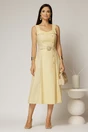 Rochie midi gabena din poplin cu nasturi si curea in talie, 3, dyfashion.ro