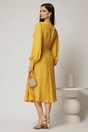 Rochie midi galben mustar din voal plin cu volanase la bust, 2, dyfashion.ro