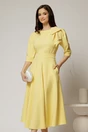 Rochie midi galbena clos cu funda ampla pe umar si cordon detasabil, 1, dyfashion.ro