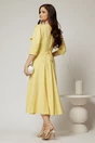 Rochie midi galbena clos cu funda ampla pe umar si cordon detasabil, 2, dyfashion.ro