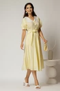Rochie midi galbena cu buline de zi si guler brodat, 3, dyfashion.ro