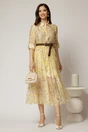 Rochie midi galbena cu imprimeuri din tencel, 3, dyfashion.ro