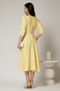 Rochie midi galbena din stofa in clos cu floare in talie, 2, dyfashion.ro
