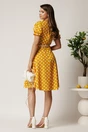 Rochie midi galbena din viscoza in clos cu buline si curea in talie, 2, dyfashion.ro