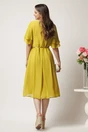 Rochie midi galbena din voal in clos cu volane la maneci si curea in talie, 2, dyfashion.ro