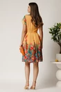 Rochie midi galbena si turcoaz in degradee din voal in clos cu imprimeu floral roz, 2, dyfashion.ro