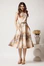 Rochie midi gri cu bej in clos cu buzunare si curea in talie, 3, dyfashion.ro