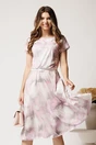 Rochie midi gri cu imprimeu roz din lycra in clos, 1, dyfashion.ro