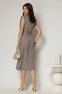 Rochie midi gri din bumbac fara maneci cu cordon in talie, 2, dyfashion.ro