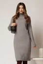 Rochie midi gri din tricot cu guler intors, 1, dyfashion.ro