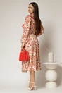 Rochie midi imprimeu floral bordo cu guler evidentiat cu volanas, 2, dyfashion.ro