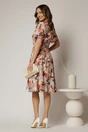 Rochie midi ivoar cu imprimeu floral cu funda la umar si croi in clini, 2, dyfashion.ro