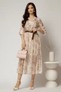 Rochie midi ivoar cu imprimeuri din tencel, 3, dyfashion.ro