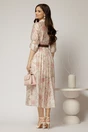 Rochie midi ivoar cu imprimeuri din tencel, 2, dyfashion.ro