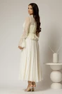 Rochie midi ivoar de seara din voal plisat cu perle si paiete, 2, dyfashion.ro