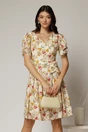 Rochie midi ivoar din voal cu imprimeuri si cordon detasabil, 1, dyfashion.ro