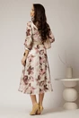 Rochie midi ivoar din voal usor satinat cu imprimeuri si decolteu petrecut, 2, dyfashion.ro