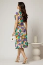 Rochie midi ivoar in clini cu imprimeuri florale mov din viscoza, 2, dyfashion.ro
