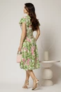 Rochie midi ivoar in clini cu imprimeuri florale verzi si roz din viscoza, 2, dyfashion.ro