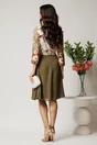 Rochie midi kaki cu fusta in clos din voal si dantela florala la bust, 2, dyfashion.ro