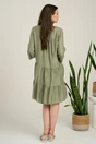 Rochie midi kaki din tencel creponat cu croi tip A si nasturi la bust, 2, dyfashion.ro