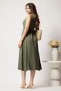 Rochie midi kaki din tencel in clos cu nasturi si curea, 2, dyfashion.ro