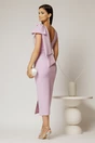 Rochie midi lila conica cu funda ampla pe umar, 2, dyfashion.ro