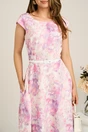 Rochie midi lila cu flori in clos cu buzunare si curea in talie, 3, dyfashion.ro