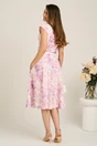 Rochie midi lila cu flori in clos cu buzunare si curea in talie, 2, dyfashion.ro