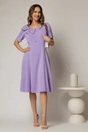 Rochie midi lila cu funda la umar si croi in clini, 3, dyfashion.ro