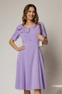 Rochie midi lila cu funda la umar si croi in clini, 1, dyfashion.ro
